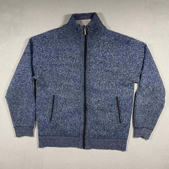Yeokou Other - YeoKou Cardigan Sweater Mens Medium Blue Full Zip Cashmere Wool Fleece Lined